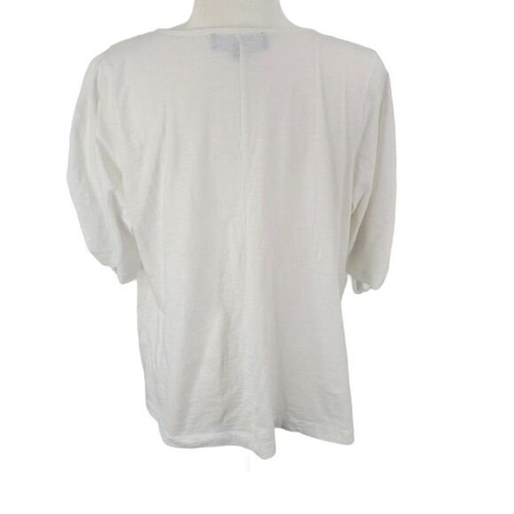 Eloquii Runched Sleeve Blouse White Tie 14/16 1X - Picture 4 of 5